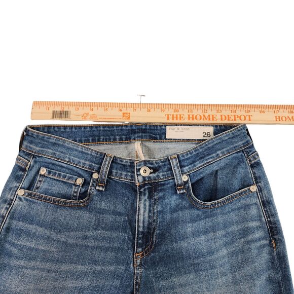 Rag & Bone Dre Low Rise Slim Boyfriend Jeans Womens Size 26 Raw Hem Blue Denim - Picture 8 of 8